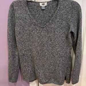 Old Navy X-Small V-Neck Gray Tweed Light Weight Sweater-Gently Worn-Like New